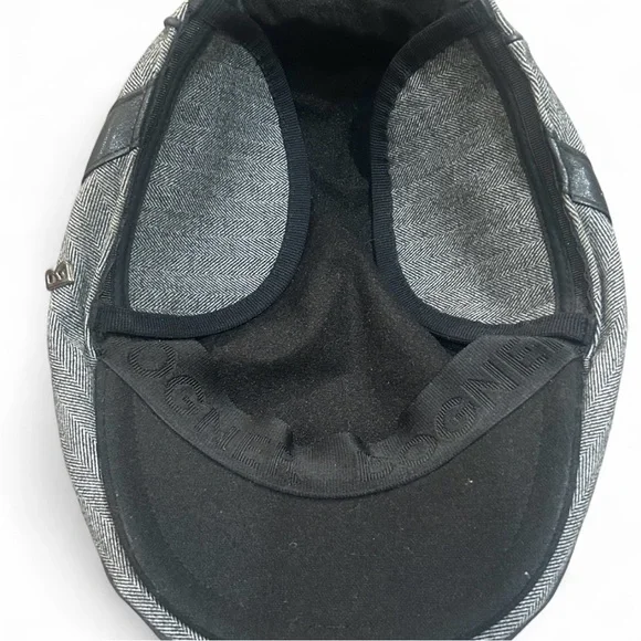 BOGNER Flap Cap Gray Herringbone Ear Flaps Classic News Boy Peaky Blinders Hat - Picture 6 of 9